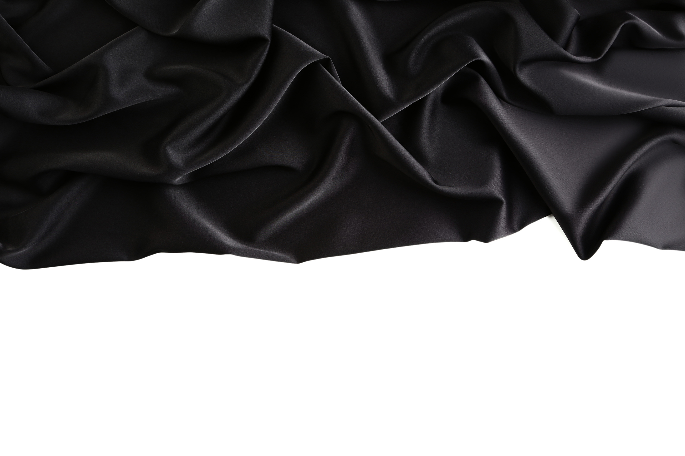 Black satin cloth on white background